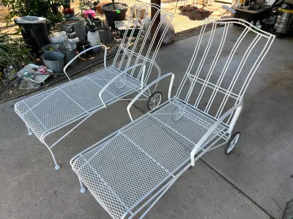 Pair CHAISE LOUNGES with cushions - storage find - just touched up
