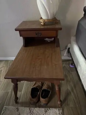 Wooden Brown Bedroom Table with Drawer