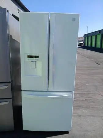 Kenmore elite 30 white compact French door refrigerator ice and water