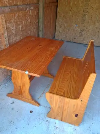 table and bench with storage