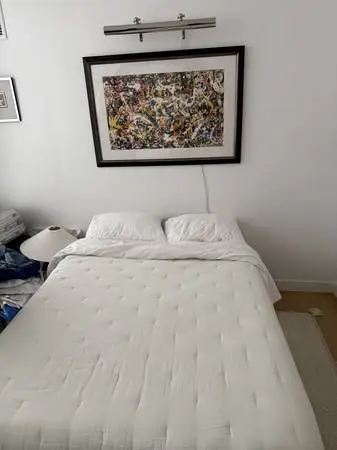 Like-new full-size Nectar memory foam mattress + wooden bed frame