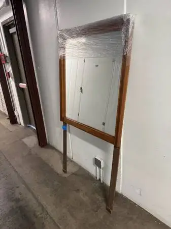 1950s modern mid century Saltman USA wood dresser mirror wall mirror