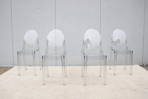 Modern Victoria Ghost Style Crystal Clear Dining Chairs - New Set of 4