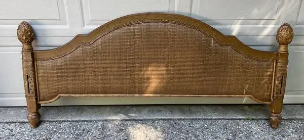 Queen Headboard-Wicker with carved bed posts