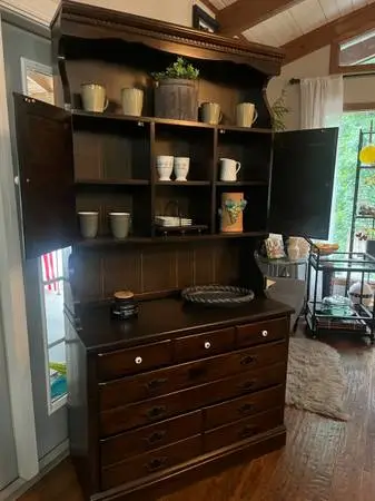 Coffee Bar Hutch Buffet Sideboard - Wooden