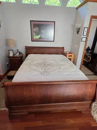 Queen Beds, Book Shelves, Couch and Love Seat, Lounger Chairs