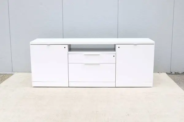Modern Minimalist Knoll Reff Profiles Credenza Sideboard, Bright White