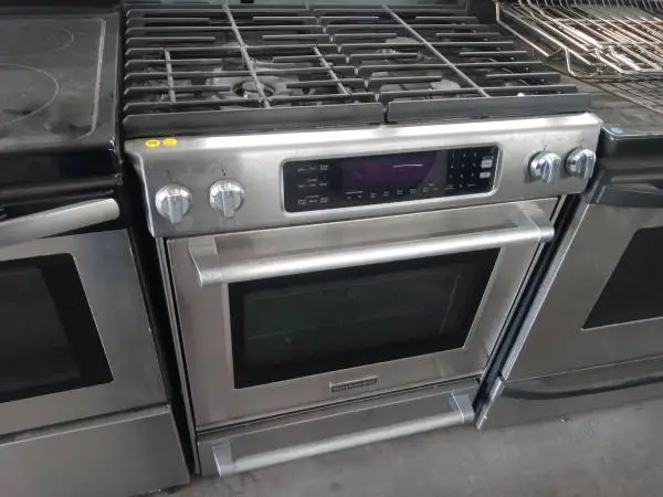 ★KitchenAid stainless steel 4-burner dual-fuel slide-in range