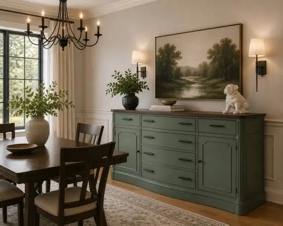 Green buffet, dresser, credenza