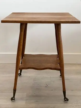Antique Oak Parlor Table with Glass Ball and Claw Feet