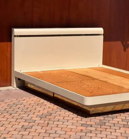 Vintage Italian cream lacquered king bed