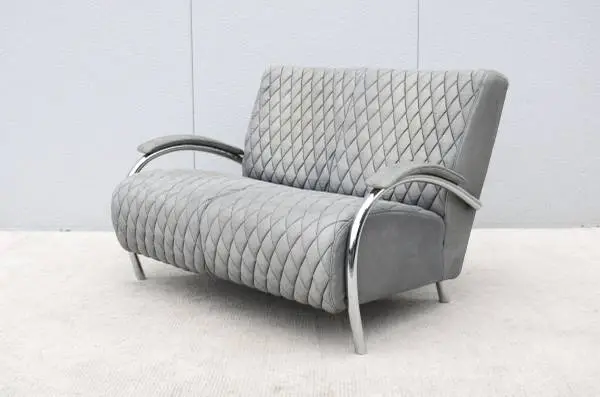 1970s Italian Accademia Leather and Chrome Two-Seat Sofa by Molinari