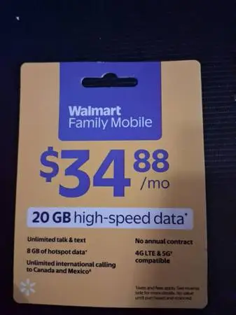 Unused Walmart Family Mobile $34.88 Data Refill Card – Fast PIN