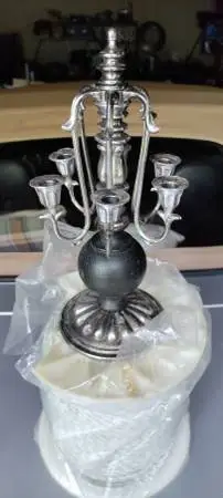 Vintage Blackwood and silver toned metal candelabra