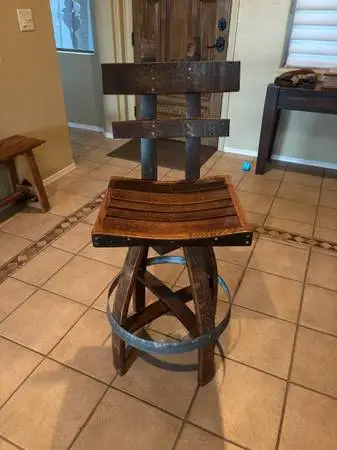 Rustic Wine Barrel Bar Stool