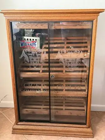 CIGETS Commercial Cigar Humidor Wood Cabinet w/Glass Doors