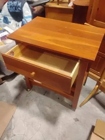 Microwave cart solid wood, has wheels