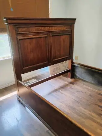 Large wooden queen bed - FREE