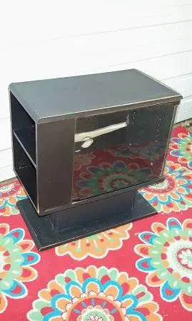 TV STAND Stereo Gaming Black Media Storage Shelf Glass Door Furniture