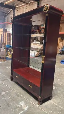 Elegant Italian-Style Mahogany Bar Cabinet with Glass Shelves
