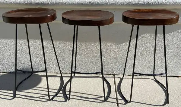3 Mango Wood Bar Height Barstools