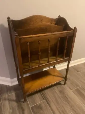 Magazine Rack/Stand With Lower Shelf MCM  Canterbury Vintage