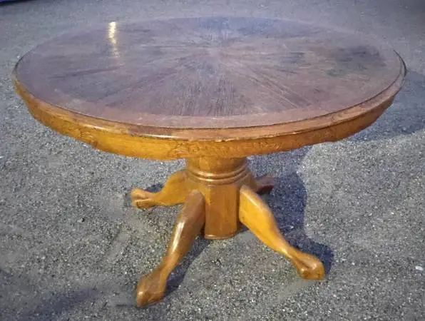 Vintage Wood Pedestal Farmhouse Style Dining Table