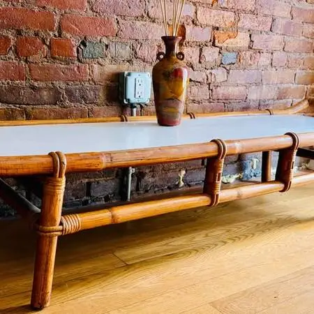 Vintage Faux Bamboo Coffee Table – Pagoda Style