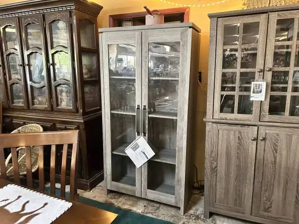 Over 60 china hutch cabinets, curio, TV stand, shelf NEW & CONSIGNED!