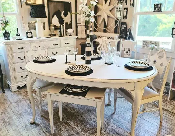 Distressed White Dining Table