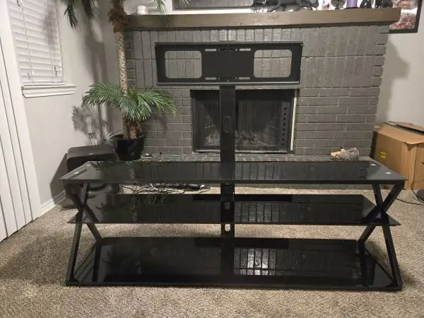 * * * 3-TIER * BLACK GLASS * TV STAND with MOUNT * * *