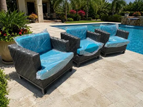 New 3pc set outdoor patio furniture club chairs sunbrella