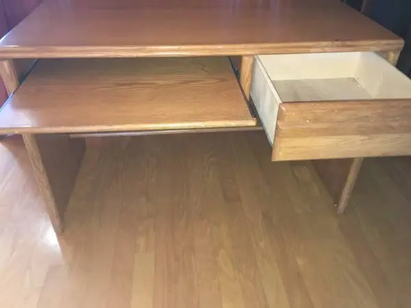 Oak Desk with Keyboard Tray and Drawer