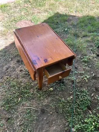 Very Nice Smaller Wood Table with Folding Wings