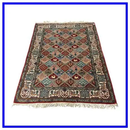 4ft 7in × 6ft 10in Persian Bakhtiari-style Kheshti Garden Panel Wool