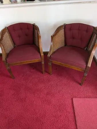 2 Matching Vintage Mid Century Style Cane Back Chairs