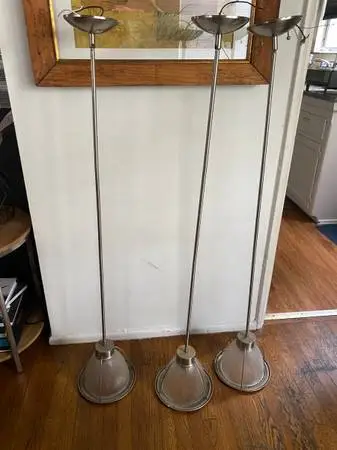 x3 Pendant Brushed Nickel Prismatic Glass Lights 13 Wide