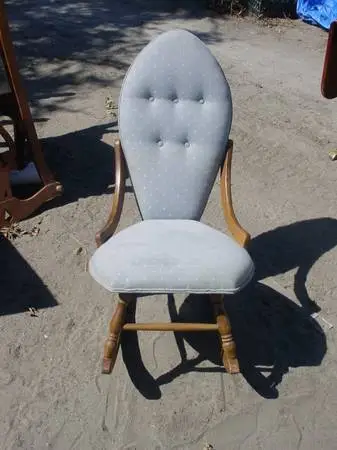 rocking chair small wood with upholstered seat and back