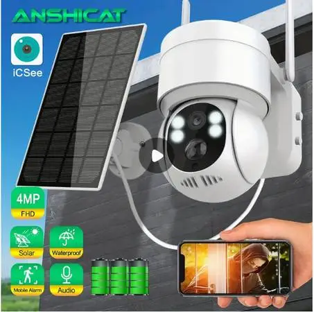 Solar-Powered Wireless Outdoor Security Camera - 4MP Pan Tilt 360° Vie