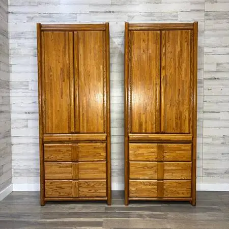 Oak Armoire Wardrobe Set Of 2 *delivery available*