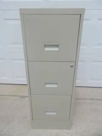 3 Drawer Metal File Cabinet, with Files