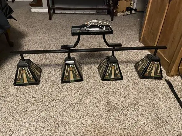 Mission Style Stained Glass Pool Hall Lamp / Lighting