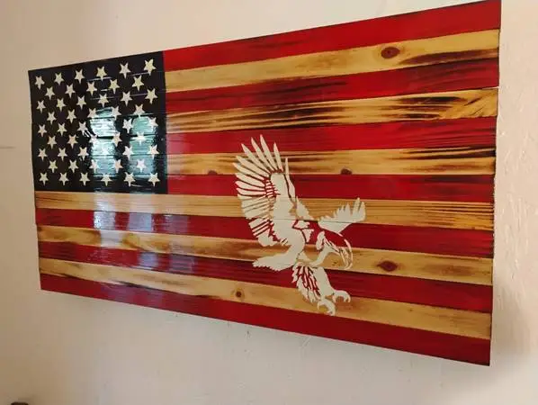 America Eagle Wooden Flag
