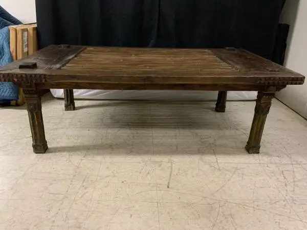 Antique handmade loom table