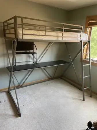 Metal Loft Bed with Computer Desk