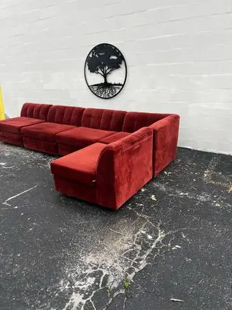 🔥 Rust Red Velvet 5-Piece Modular Sectional 🔥