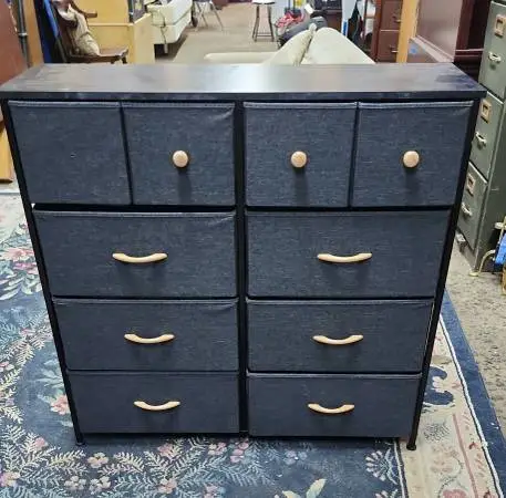 BLACK CUBBY WITH CLOTH DRAWERS