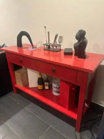 Red console table