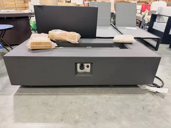 Belle 15 H x 56 W Concrete Propane Outdoor Gas Fire Pit Table Black