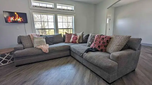 Cindy Crawford - Grey Sectional - Feather Downs - Deep Seats! Like NEW